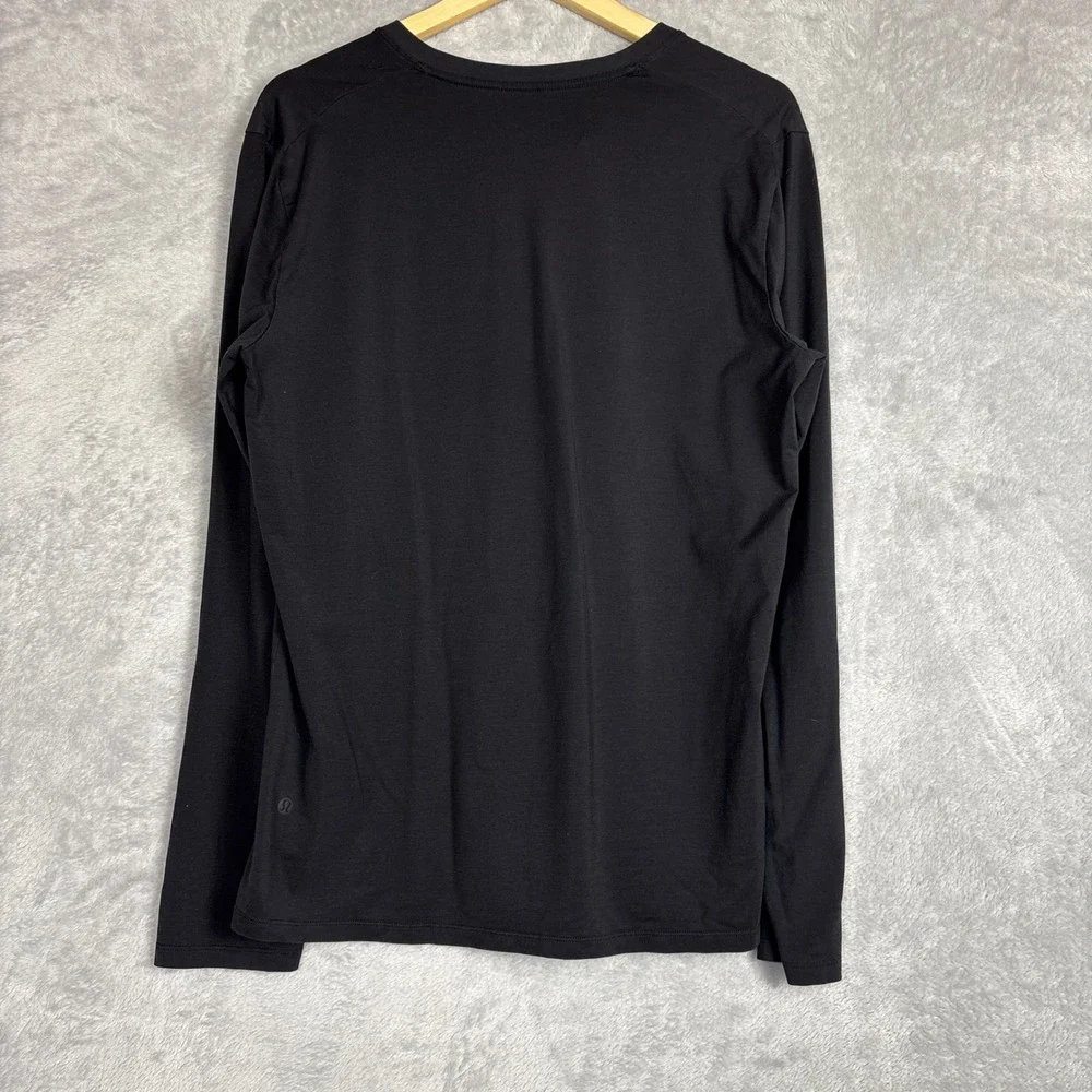 Lululemon The Fundamental Long Sleeve Henley Black Mens Shirt LM3DSJS Athletic - Picture 2 of 5